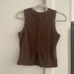 🌟Brown Vest style Button-Down Top